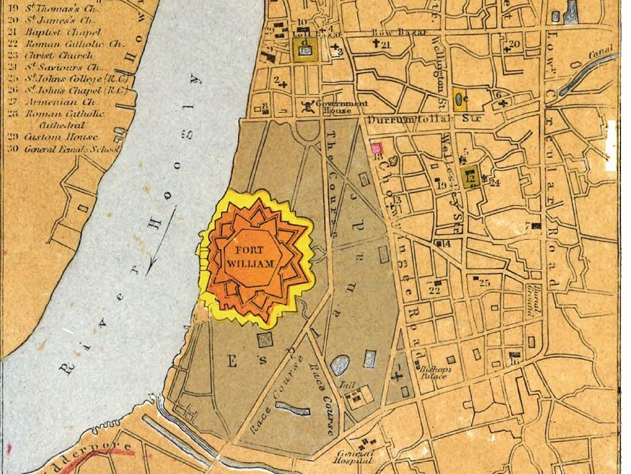 Calcutta Map; with references to churches and colleges, 1862