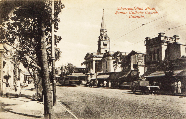 Roman Cathooic Church on Dhurrumtollah Street. (post card picture)
