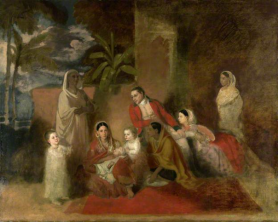 Major William Palmer with his second wife, the Mughal princess Bibi Faiz Bakhsh by Johann Zoffany, 1785.